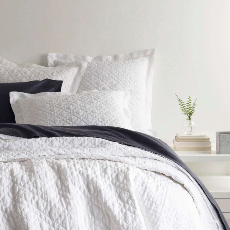 Linen White Reversible Cotton Full/Queen Quilt Set