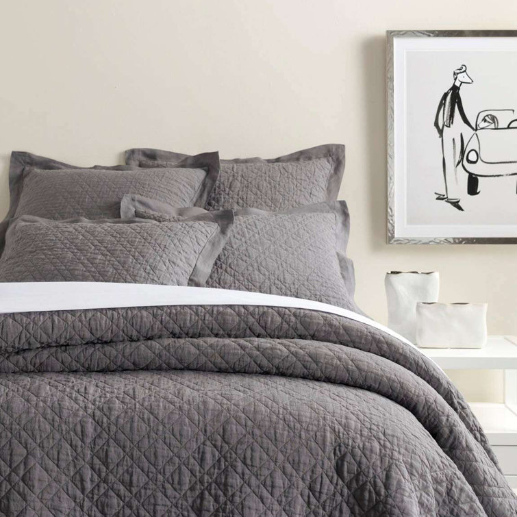 Linen White Reversible Cotton Full/Queen Quilt Set