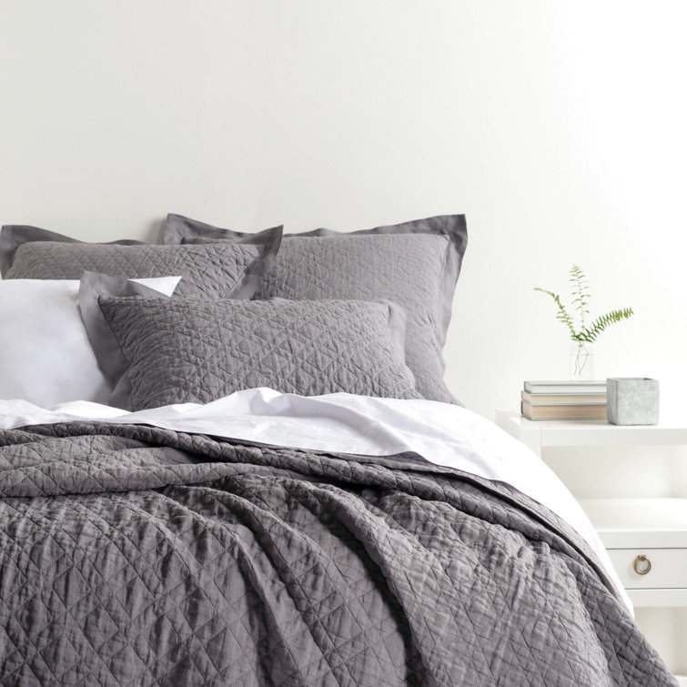 Linen White Reversible Cotton Full/Queen Quilt Set