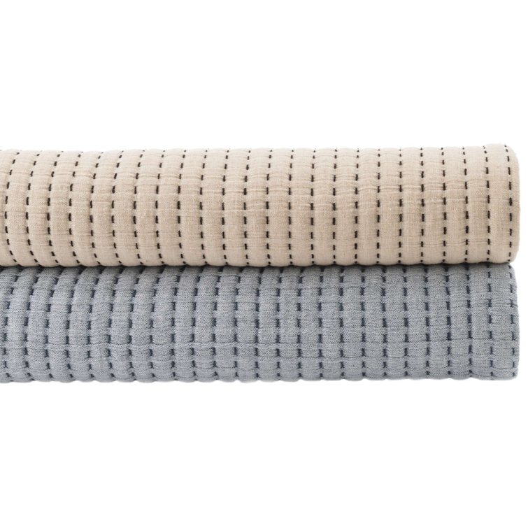 Natural Cotton Patterned Full/Double Coverlet
