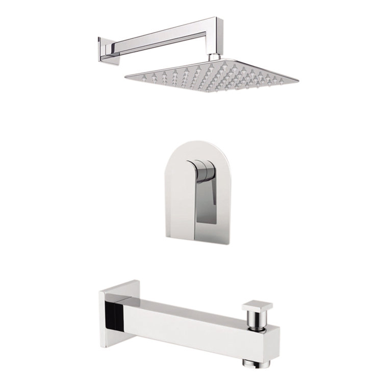 Chrome Wall Mounted Tub and Shower Faucet Set