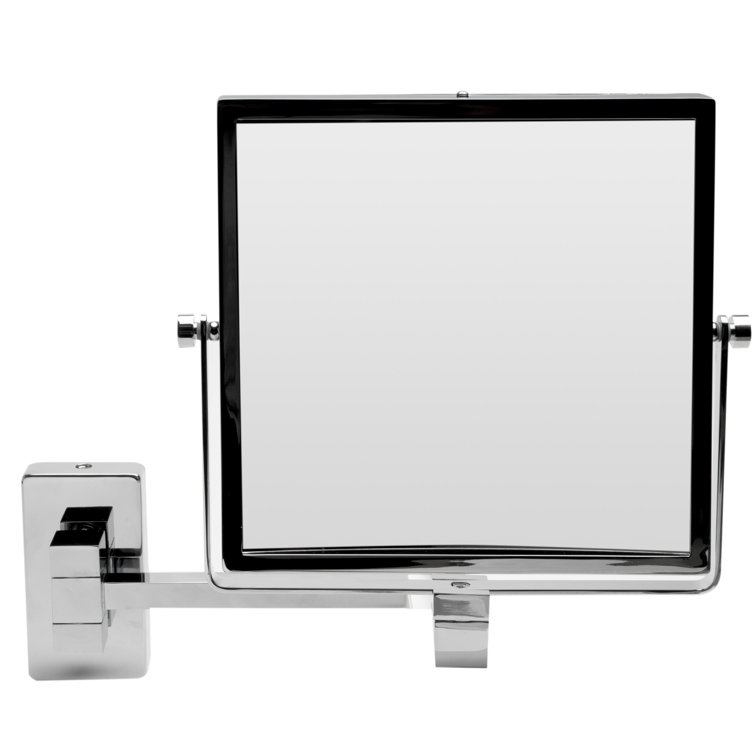 Polished Chrome 8" Square Wall-Mounted Dual Magnification Mirror