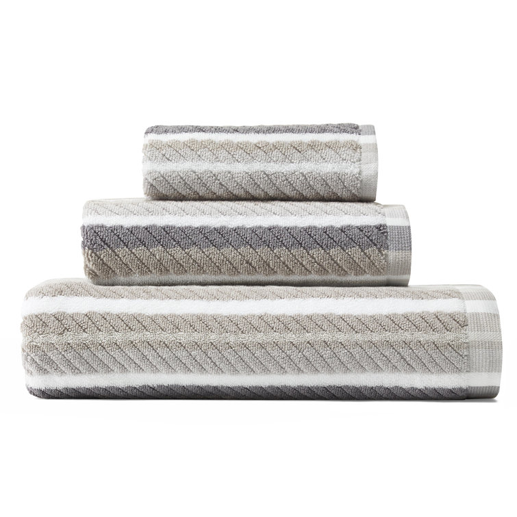 Ocean Bay Gray Cotton 3-Piece Towel Set