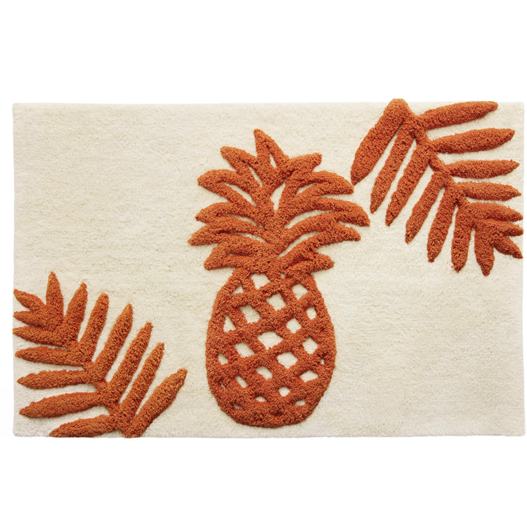 Batik Pineapple Orange Cotton Reversible Bath Rug 20" x 30"