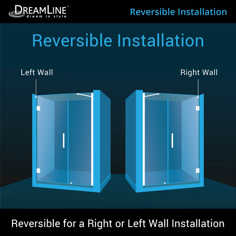 DreamLine 61" Black Frameless Hinged Shower Door with ClearMax Glass