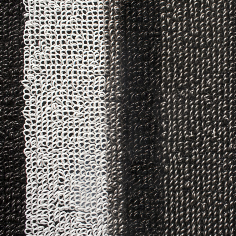 Gray and Black Striped Tufted Outdoor Doormat