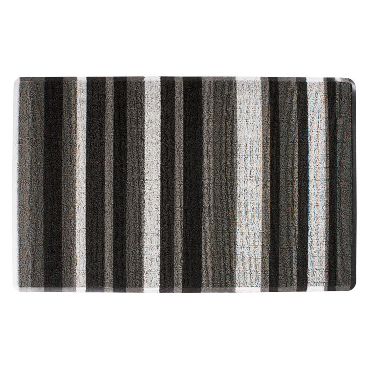 Gray and Black Striped Tufted Outdoor Doormat