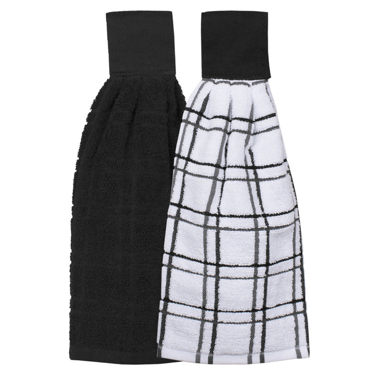 Noir and White Cotton Terry Dish Towel Set