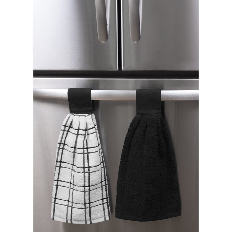 Noir and White Cotton Terry Dish Towel Set