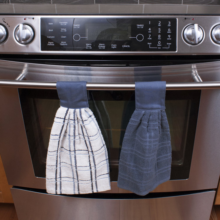 Federal Blue Cotton Terry Kitchen Towel Set with Hook-and-Loop Closure