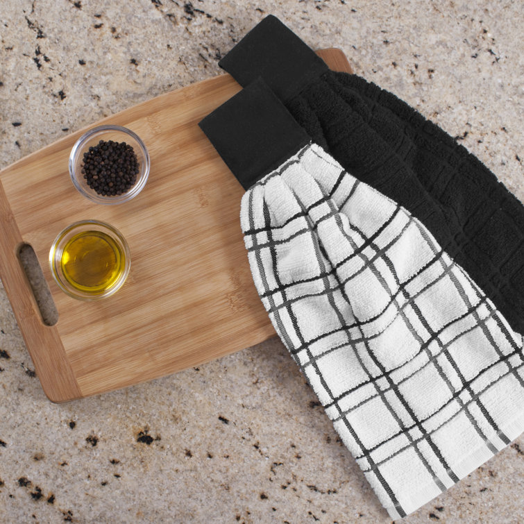Noir and White Cotton Terry Dish Towel Set