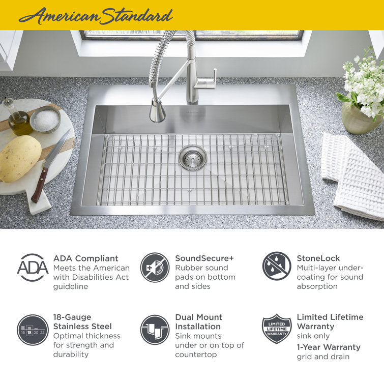 Edgewater 33'' Stainless Steel Drop-In Farmhouse Kitchen Sink