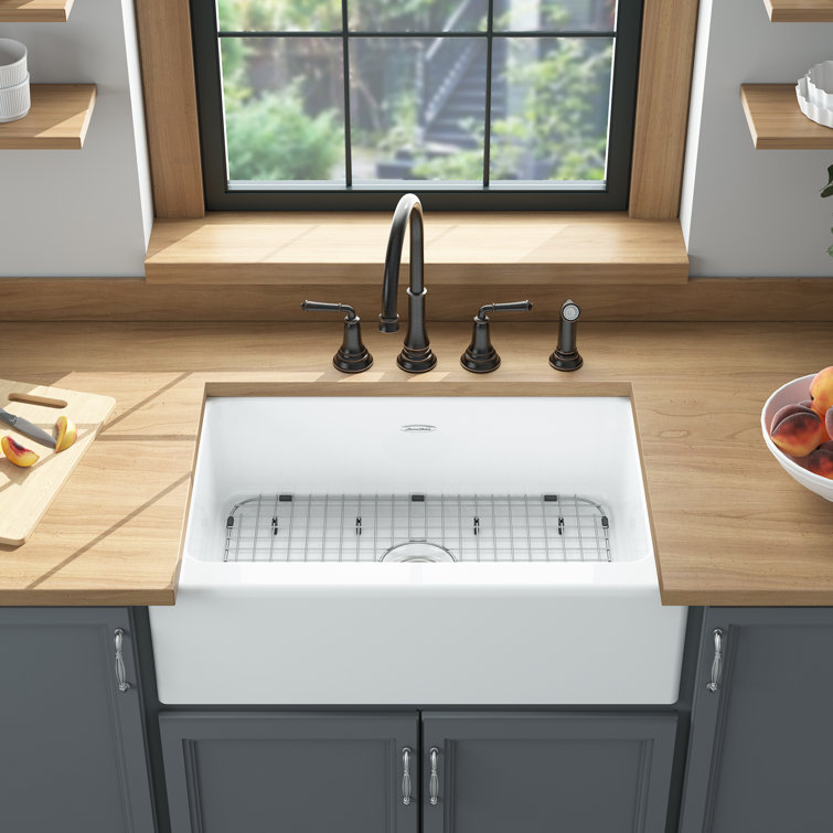 Delancey 30'' Brilliant White Cast Iron Farmhouse Kitchen Sink