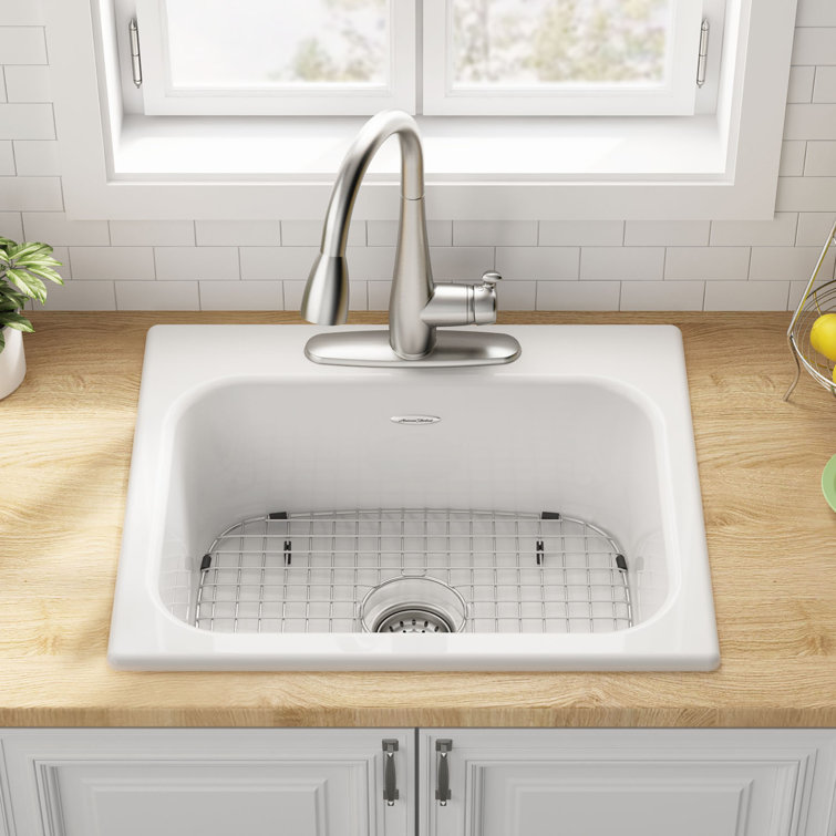 Quince 25'' White Cast Iron Single Bowl Drop-In Sink
