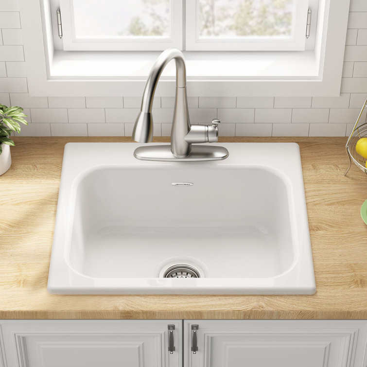 Quince 25'' White Cast Iron Single Bowl Drop-In Sink