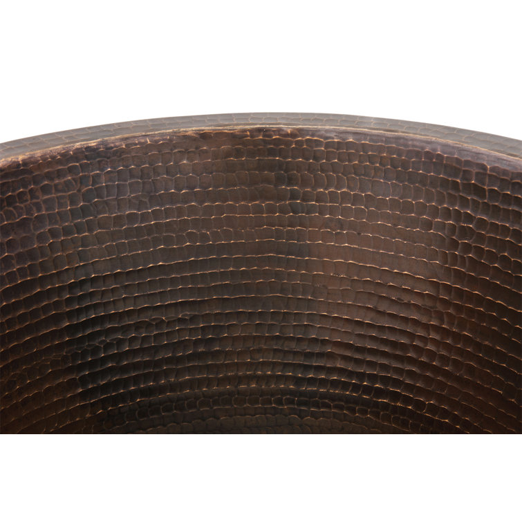 16" Round Hammered Copper Prep Sink with Oil Rubbed Bronze Finish