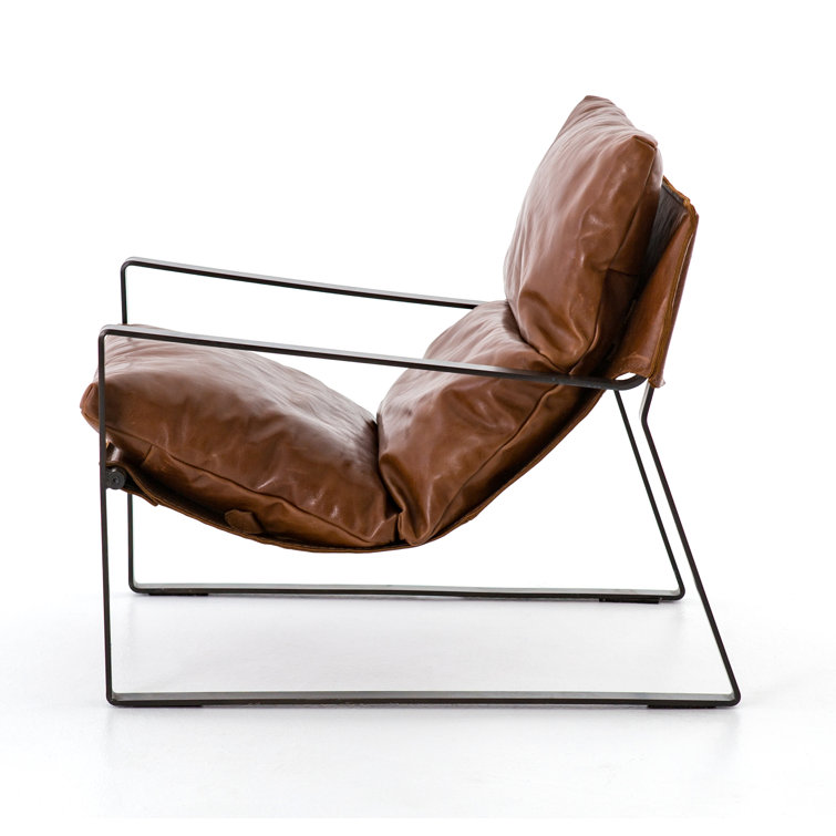 Dakota Tobacco Genuine Leather Sling-Style Accent Chair