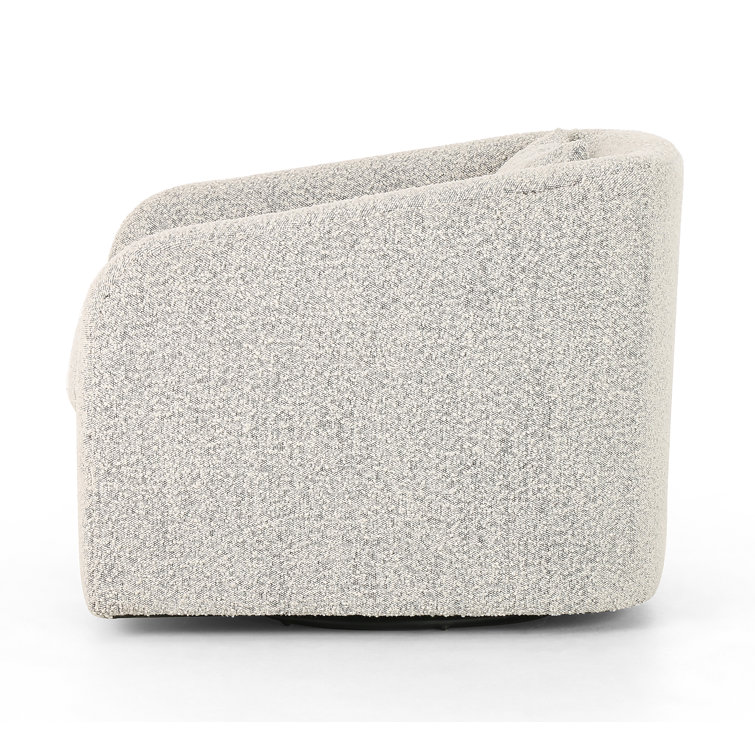 Domino White Leather Swivel Chair with Plush Pillow