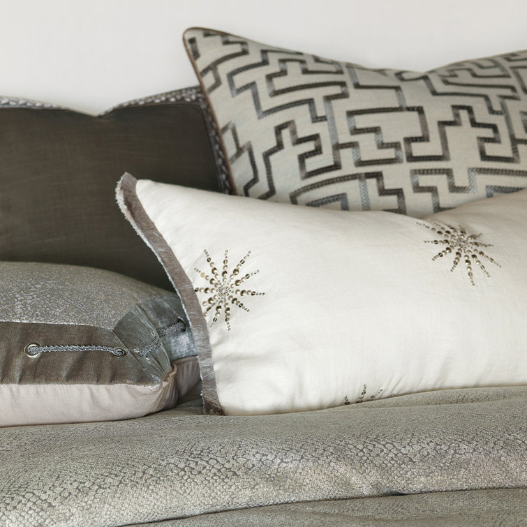 Ezra Twin Gray and Silver Faux Snakeskin Duvet Cover Set