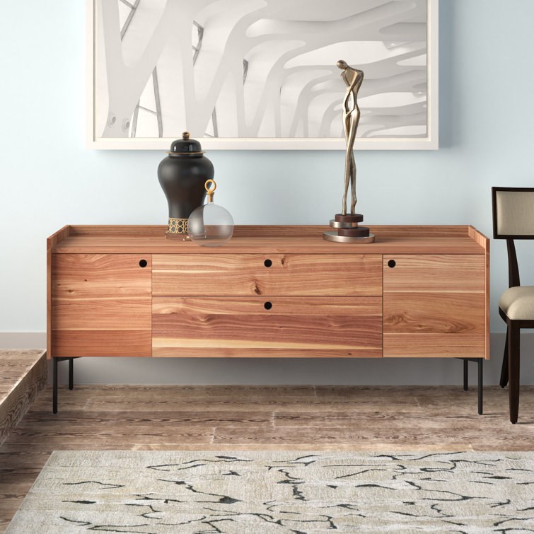 Rustic Walnut 2 Door 2 Drawer Sideboard with Black Legs