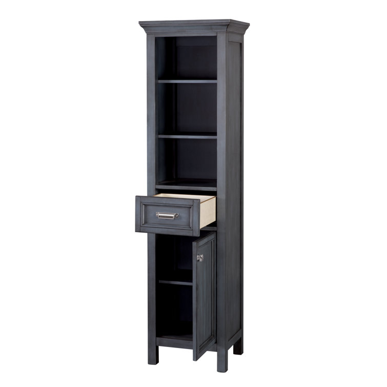 Brantley Harbor Blue Wood Freestanding Cabinet with Adjustable Shelving
