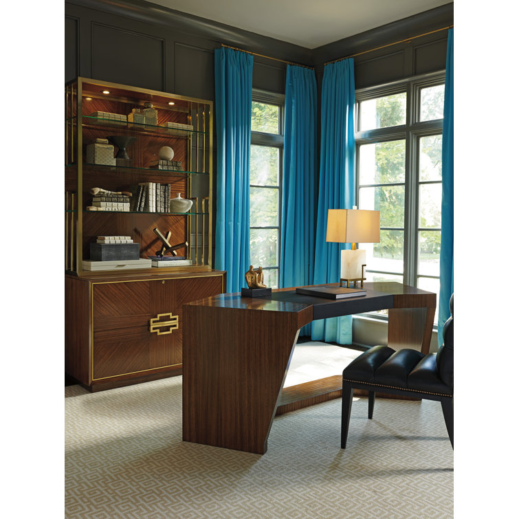 Paragon Transitional Black/Brown Wood Home Office Desk with Drawer