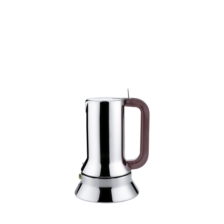 Stainless Steel 3-Cup Espresso Coffee Maker with Brown Handle