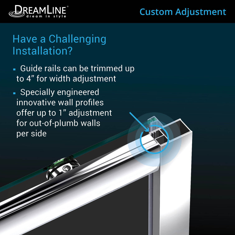 Infinity-Z 60" x 76.75" Frosted Glass Frameless Sliding Shower Kit