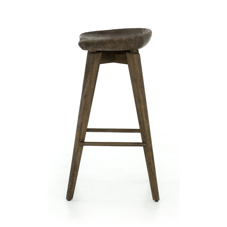 Contemporary Charcoal Gray Swivel Counter Stool in Solid Wood