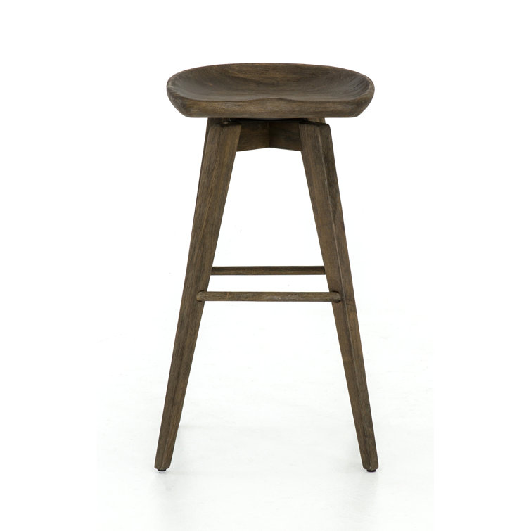 Contemporary Charcoal Gray Swivel Counter Stool in Solid Wood