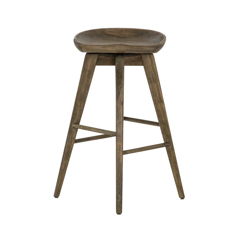 Contemporary Charcoal Gray Swivel Counter Stool in Solid Wood