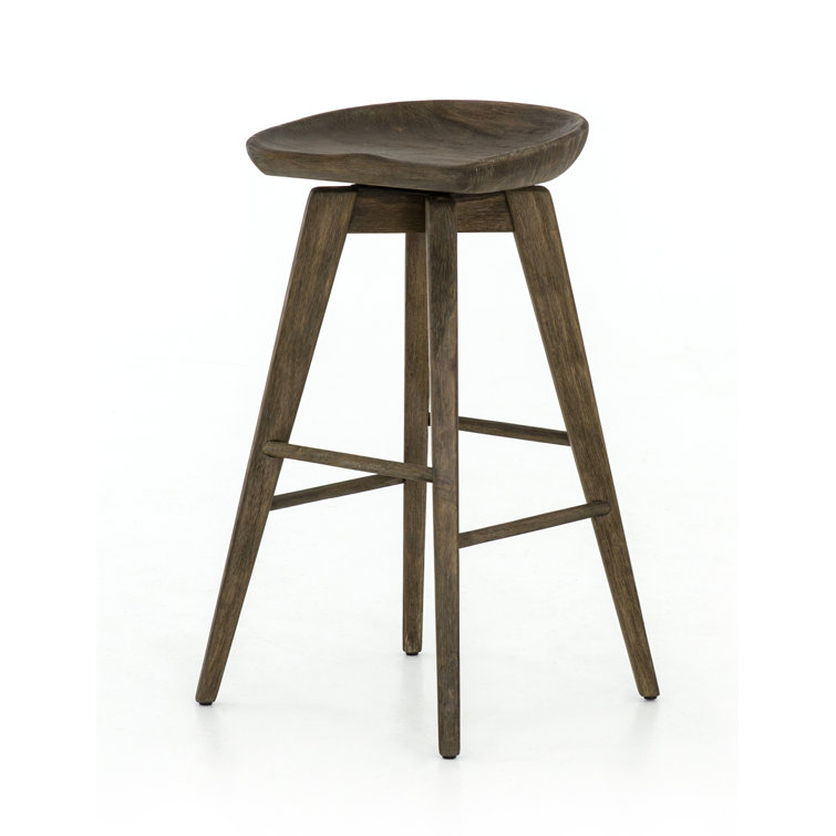 Contemporary Charcoal Gray Swivel Counter Stool in Solid Wood