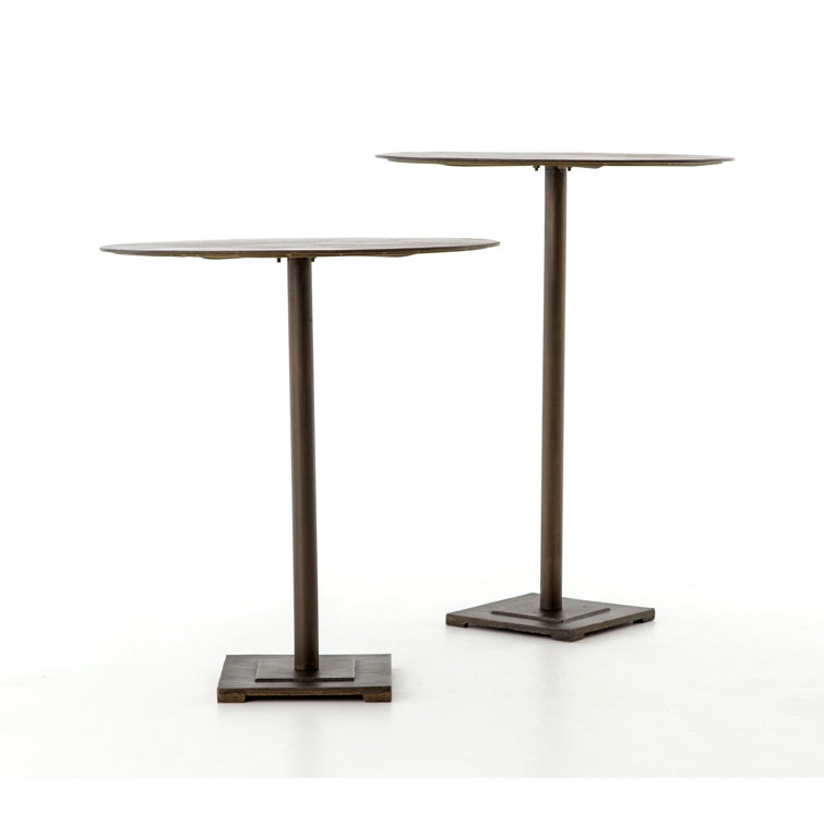 Aged Brass Round Industrial Counter Height Table