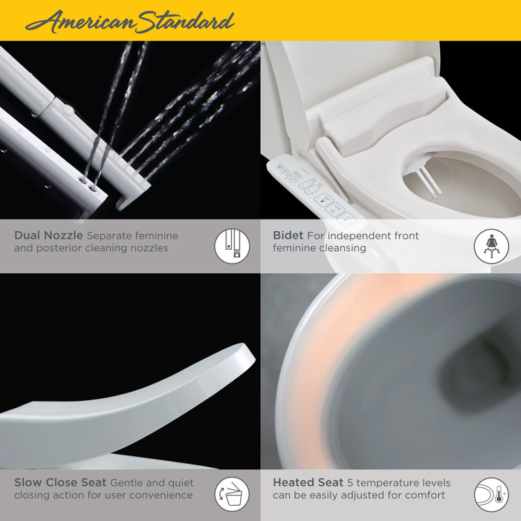 White Elongated Bidet Toilet Seat with Side Panel