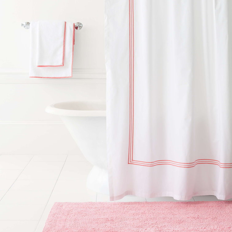 Luxury White/Coral Cotton-Polyester Blend Washcloth