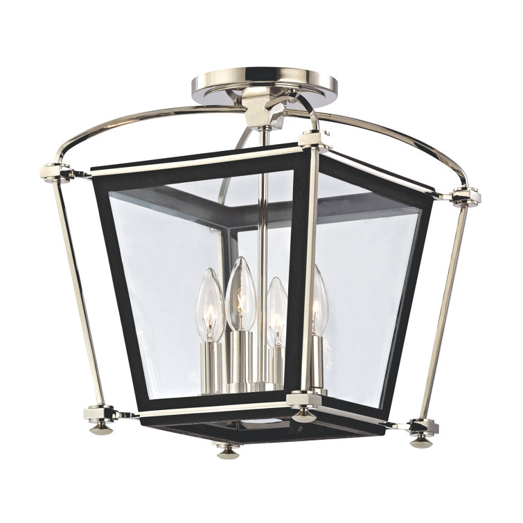 Elegant Polished Nickel 4-Light Semi-Flush Mount with Clear Glass Shade