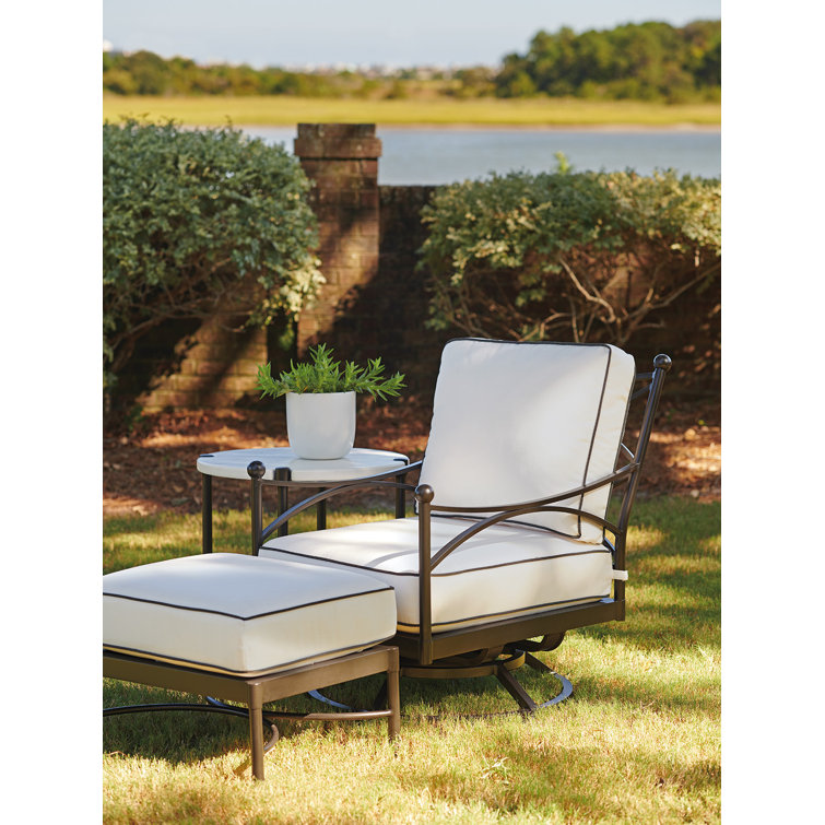 Transitional Graphite Swivel Lounge Chair with White Cushions
