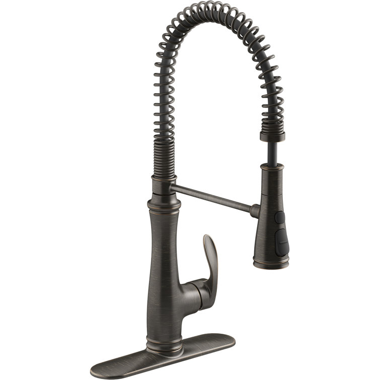 Oil-Rubbed Bronze High-Arch Kitchen Faucet with Pull-Down Spray