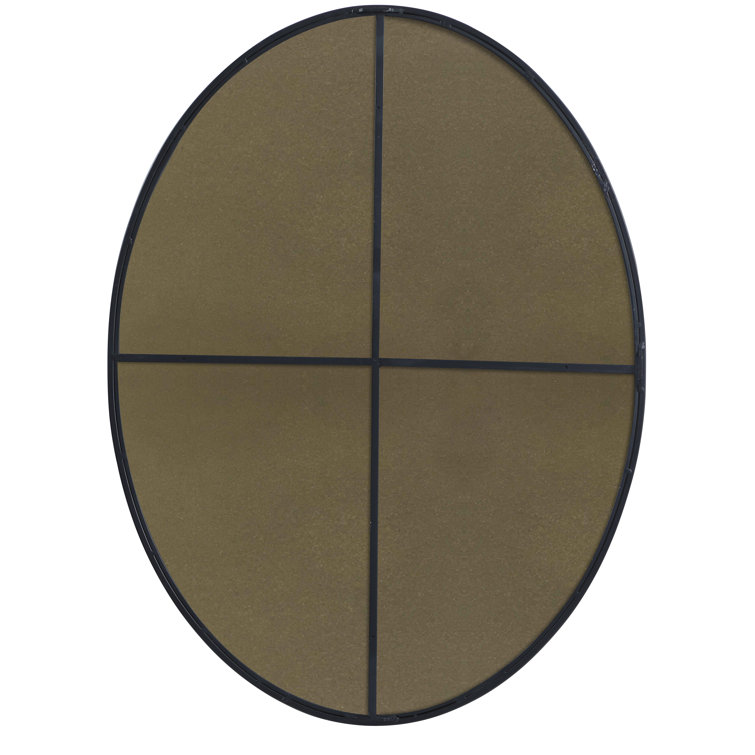 40-Inch Black Oval Metal Frame Mirror