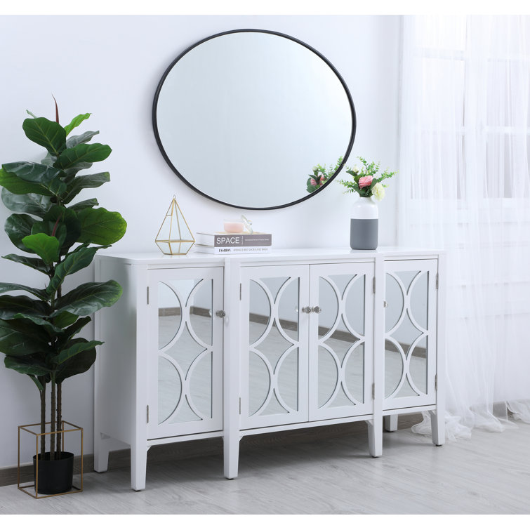 40-Inch Black Oval Metal Frame Mirror