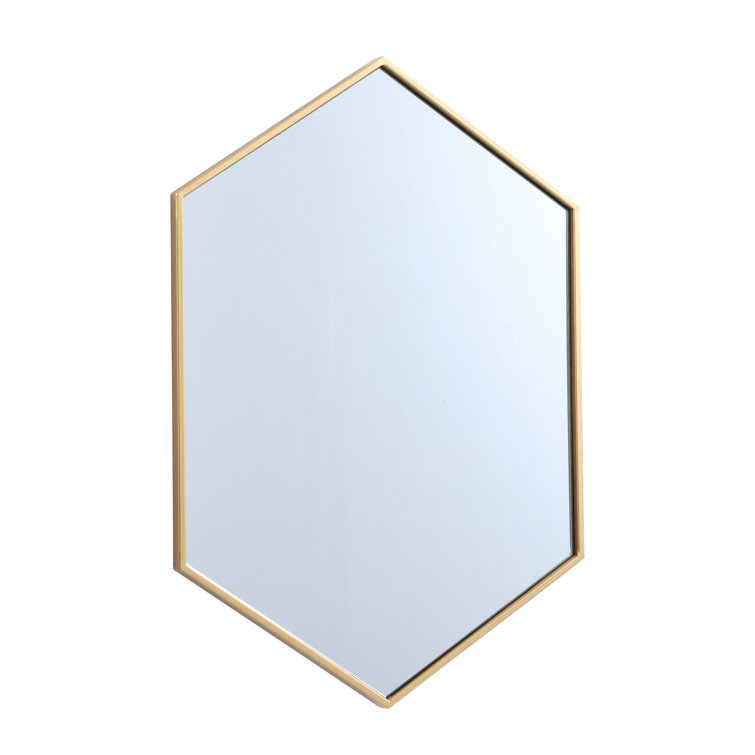 Contemporary Gold Hexagonal Wall Mirror with Metal Frame