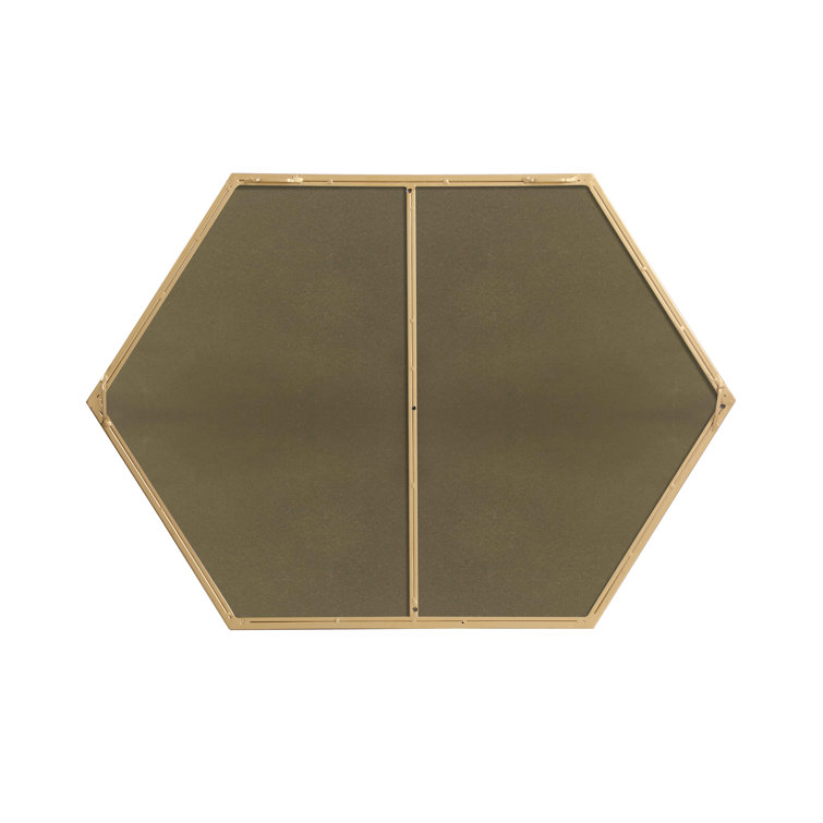 Contemporary Gold Hexagonal Wall Mirror with Metal Frame