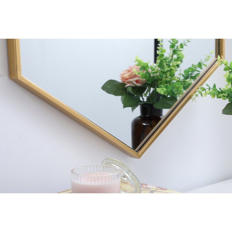 Contemporary Gold Hexagonal Wall Mirror with Metal Frame
