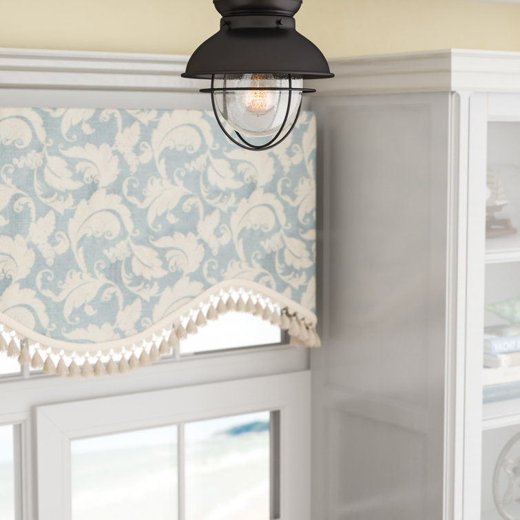 Oil Rubbed Bronze Glass Industrial Flush Mount Light
