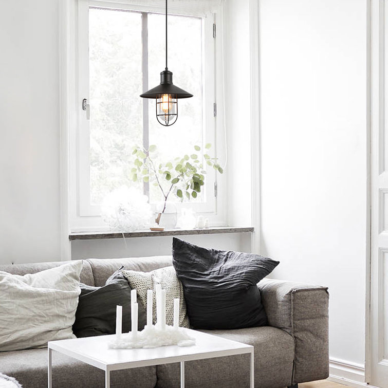 Matte Black Metal Cage Mini Pendant Light