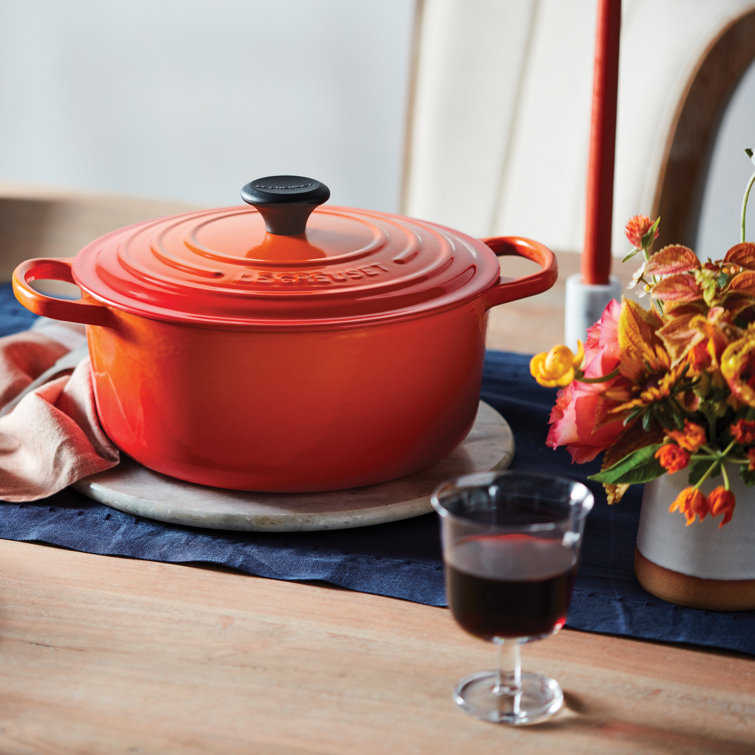 Caribbean Blue Enameled Cast Iron Round Dutch Oven with Lid