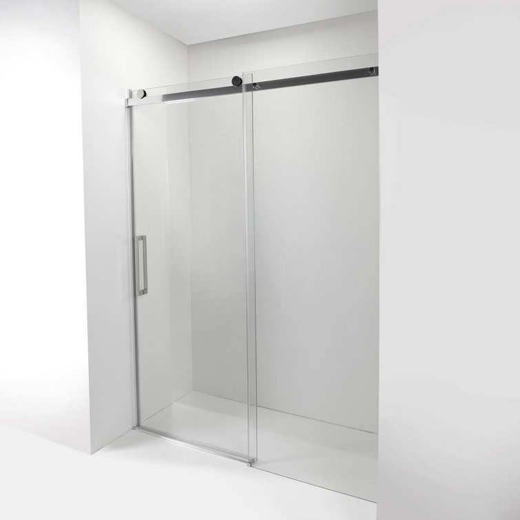 Tidy 60" x 78" Frameless Clear Glass Shower Door with Chrome Finish