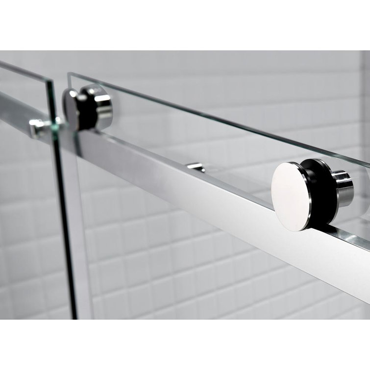 Tidy 60" x 78" Frameless Clear Glass Shower Door with Chrome Finish