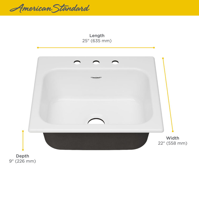 Quince 25'' White Cast Iron Single Bowl Drop-In Sink