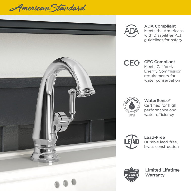 Polished Chrome Single-Handle Bathroom Faucet with Brass Pop-Up Drain
